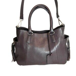 Clarks Lavender Leather Shoulder Bag Top Handles & Removable Strap Plum